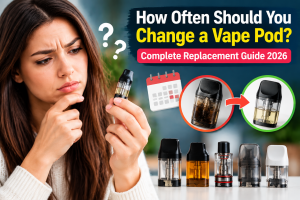 How often should you change a vape pod showing vape pod replacement signs, old and new pods, lifespan factors, and maintenance tips for users.