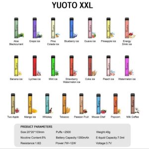 YUOTO XXL 2500 Puffs Disposable Vape Dubai with multiple flavours