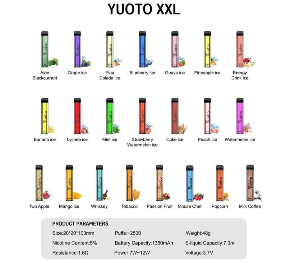 YUOTO XXL 2500 Puffs Disposable Vape Dubai with multiple flavours